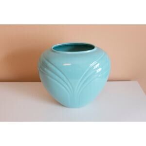 Large Vintage Blue Vase by Haegar | 80s Art Deco Revival Hollywood Regency